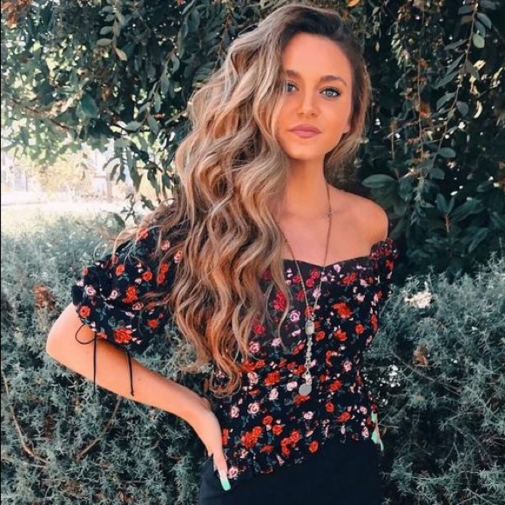 For Love & Lemons Tainted Rose Button Front Top
